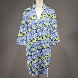 Katherine Way Blue and Green Swirl Dress (rack9)